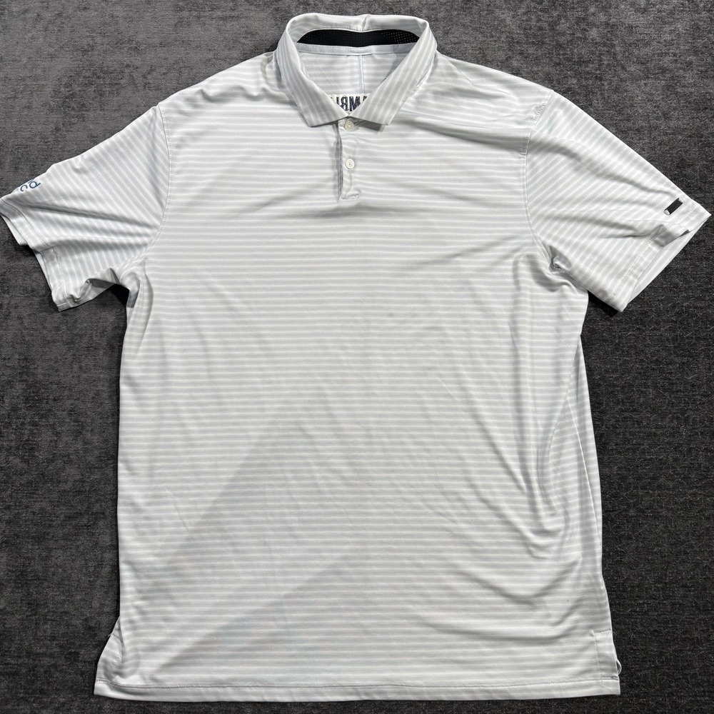 Nike Tiger Woods Polo Shirt Mens Large Gray Vapor Dri-FIT Golf Stripe BQ6722-043